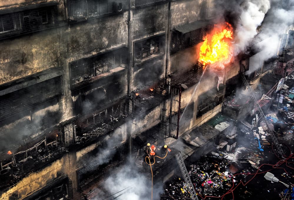Raging Building Fire by Avishek Das — canvas wall art