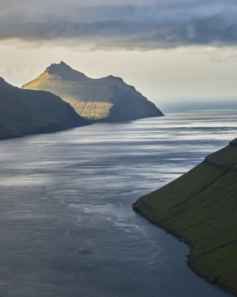 Sunlit Fjord Peaks by Hamed Bank — canvas wall art