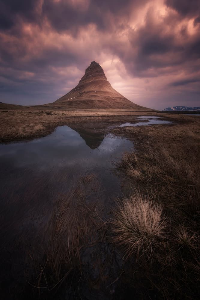 Kirkjufell Mountain Reflection by David Martin Castan — canvas wall art