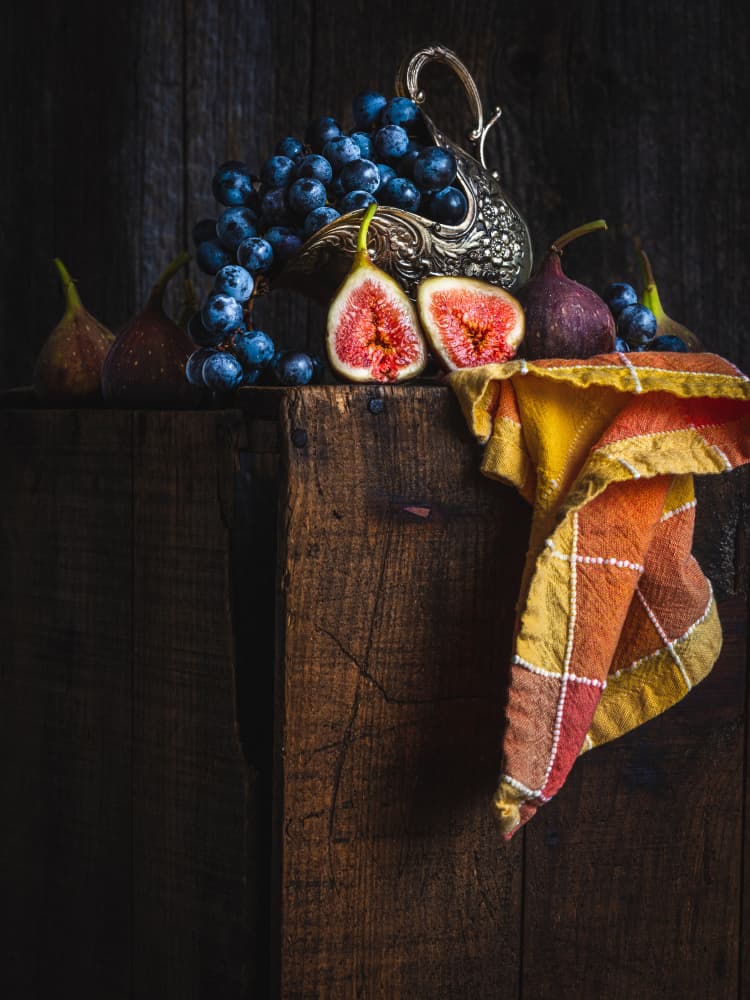 Moody Fruit Arrangement by alan shapiro — canvas wall art