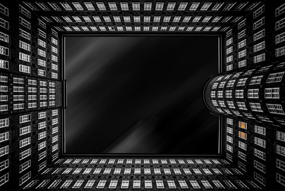 Urban Courtyard Glimmering Light by Adam Pachula — canvas wall art
