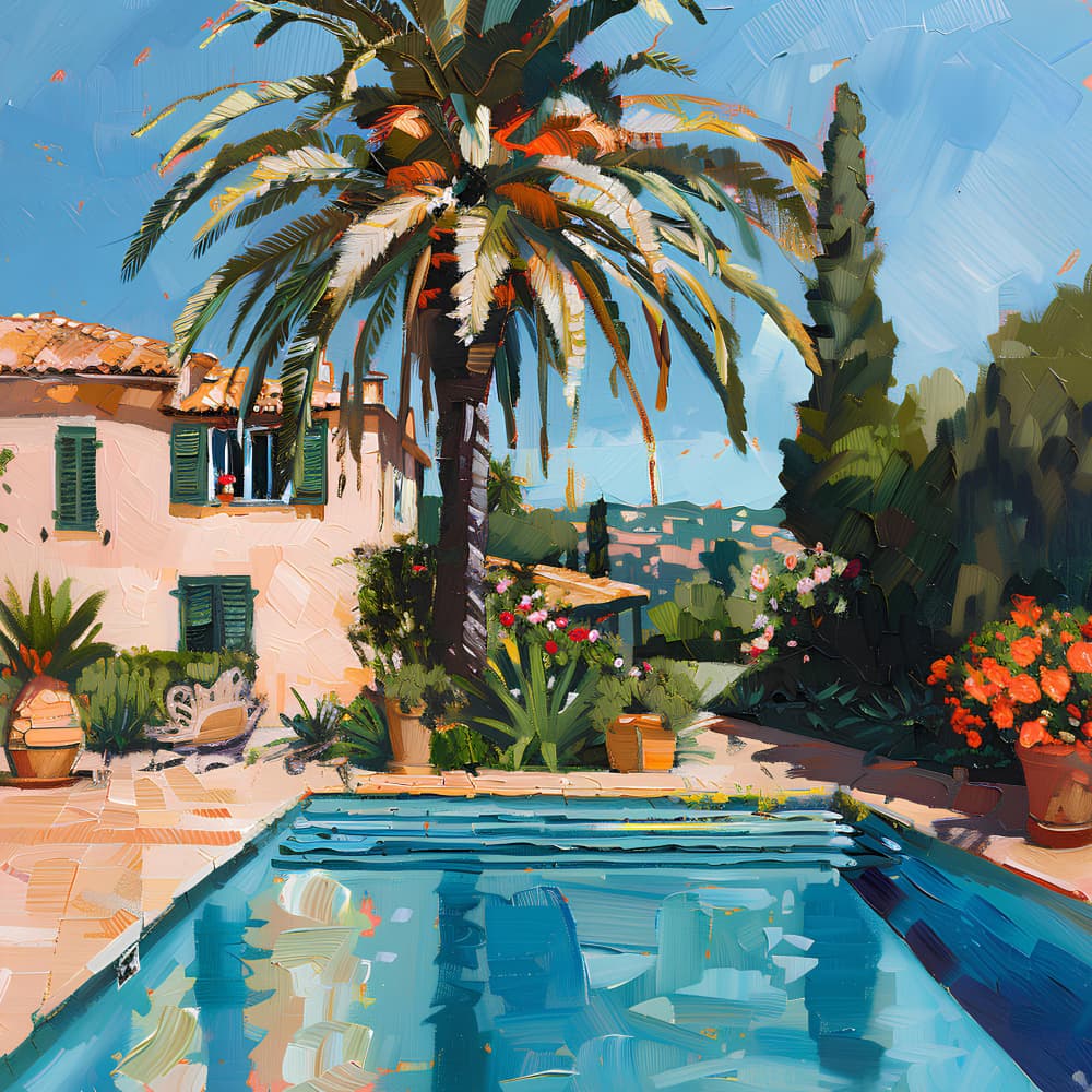 Mediterranean Poolside Villa by Avanesova Elena — canvas wall art
