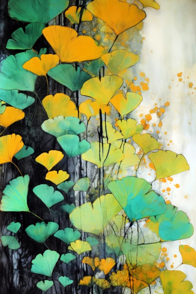 Vibrant Ginkgo Leaves by Justyna Jaszke — canvas wall art