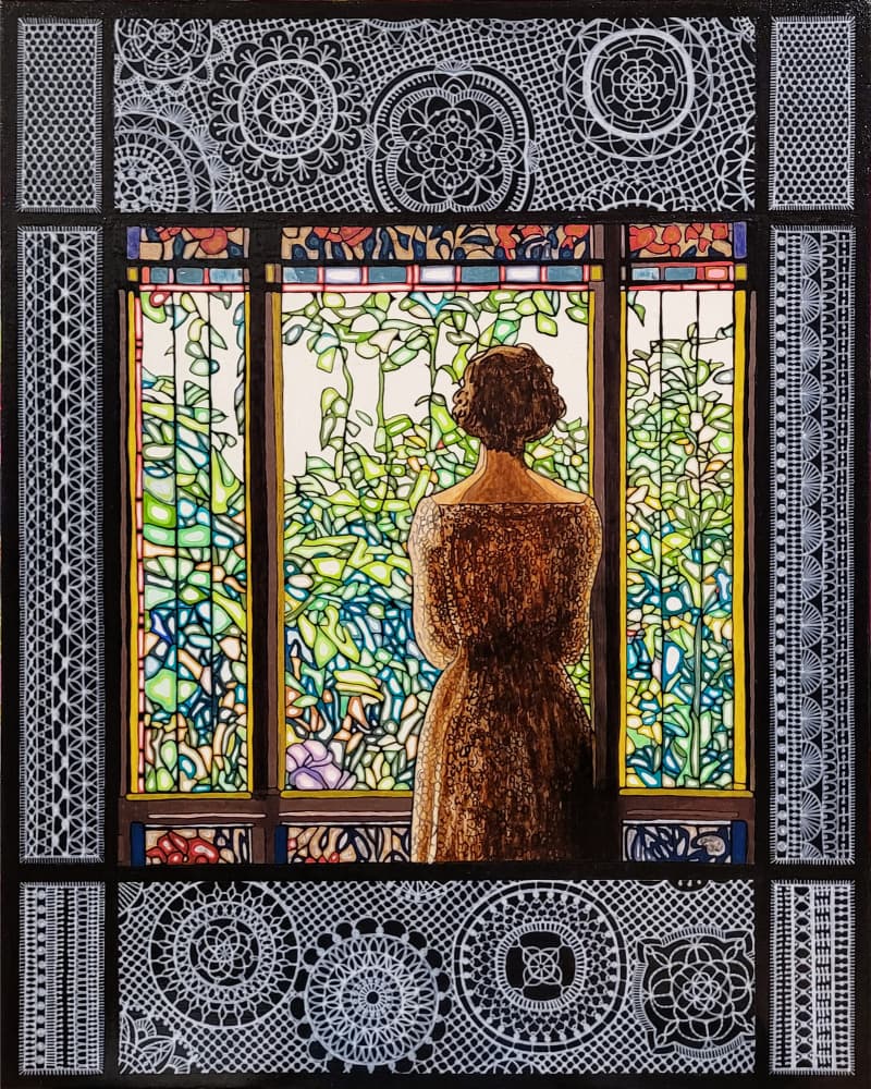 Woman By Ornate Window by Vivian Kim — canvas wall art