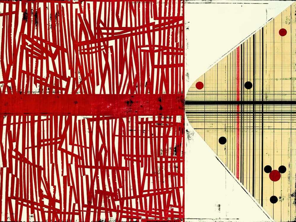 Red Grid Abstraction by Petr Strnad — canvas wall art
