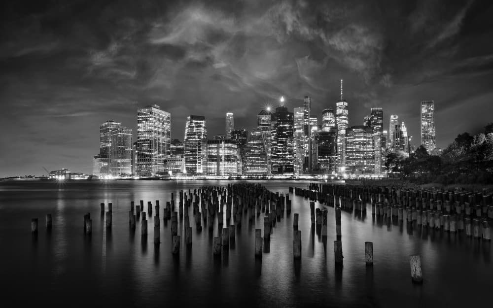 Dramatic City Nightscape by Joanna W — canvas wall art