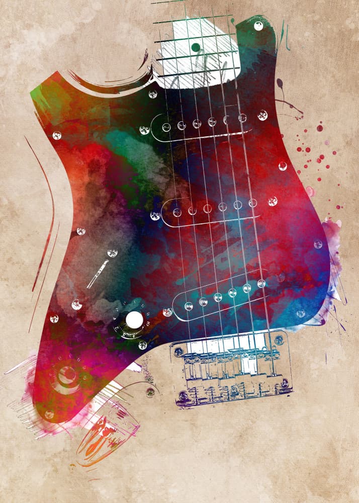 Watercolor Electric Guitar by Justyna Jaszke — canvas wall art