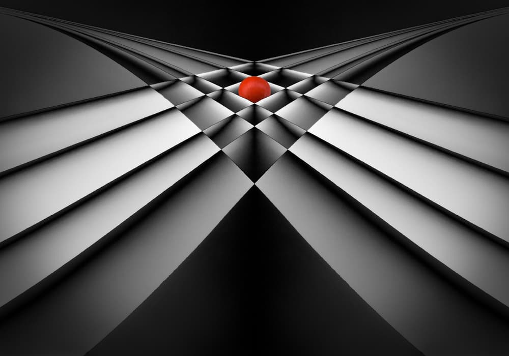 Geometric Red Sphere by Jacqueline Hammer — canvas wall art