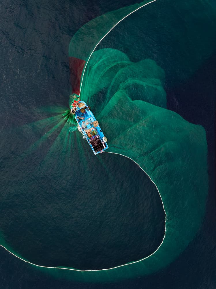 Fishing Boat Casting Net by HuongHoang — canvas wall art