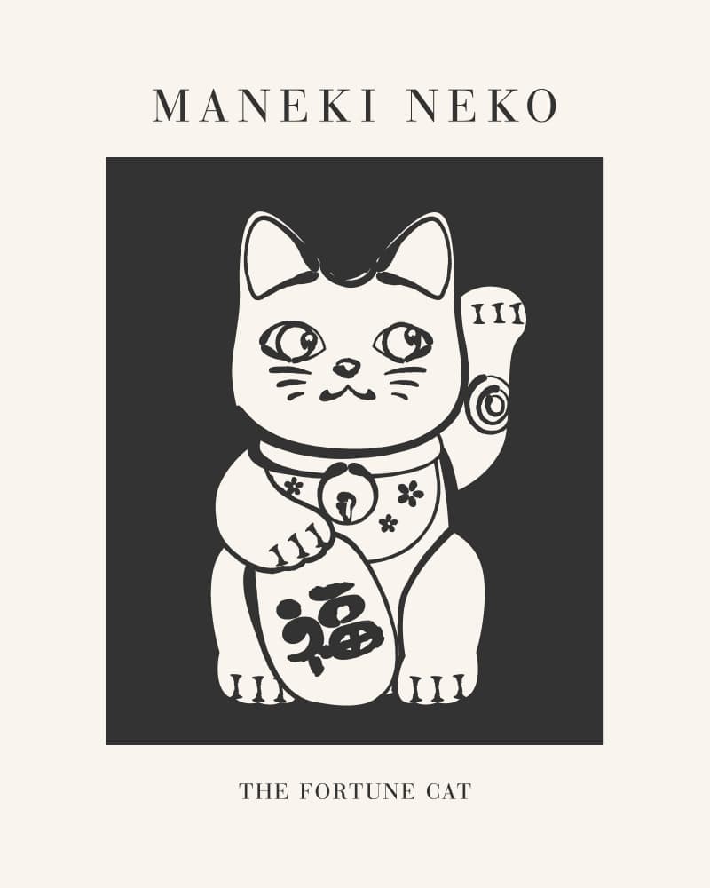 Maneki Neko Fortune Cat by KsanaKalpa — canvas wall art