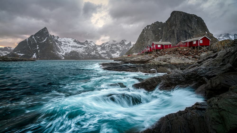 Norwegian Coastal Cabins by Bartolome Lopez — canvas wall art