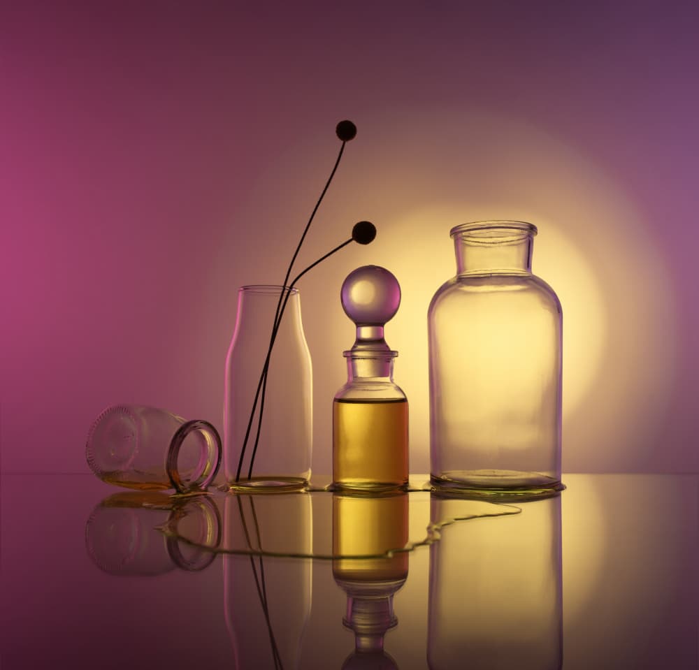 Luminous Glass Bottles by Margareth Perfoncio — canvas wall art