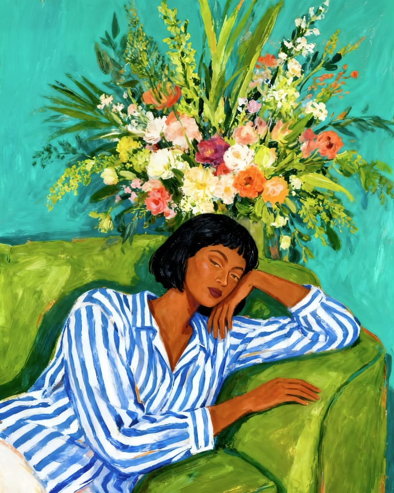 Sleeping Woman Blooms by Uma Gokhale — canvas wall art