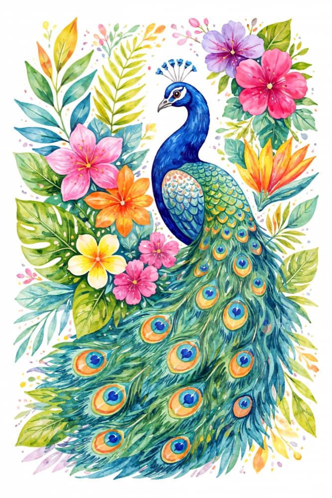 Vibrant Peacock Bloom by Natalie Bruns — canvas wall art