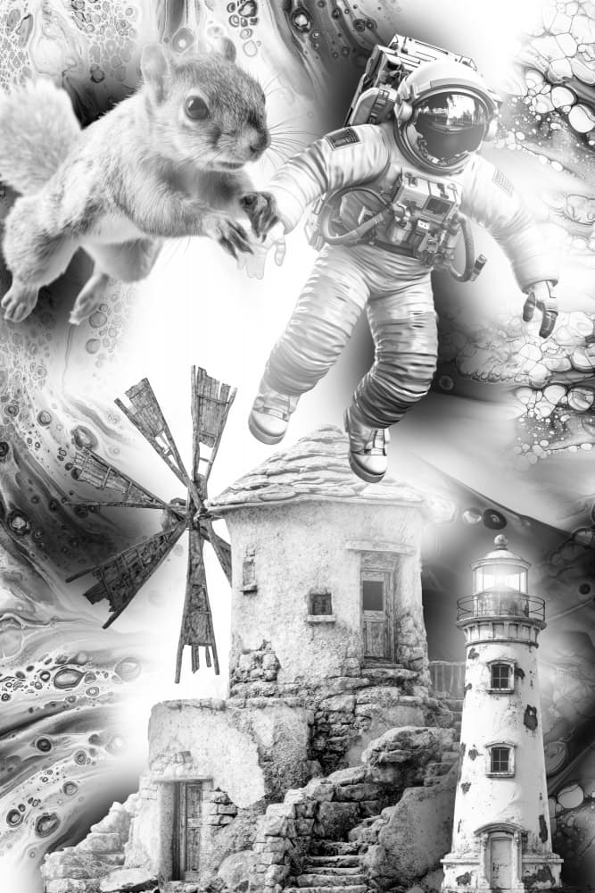 Astronaut Squirrel Dreamscape by Rafal Kulik — canvas wall art