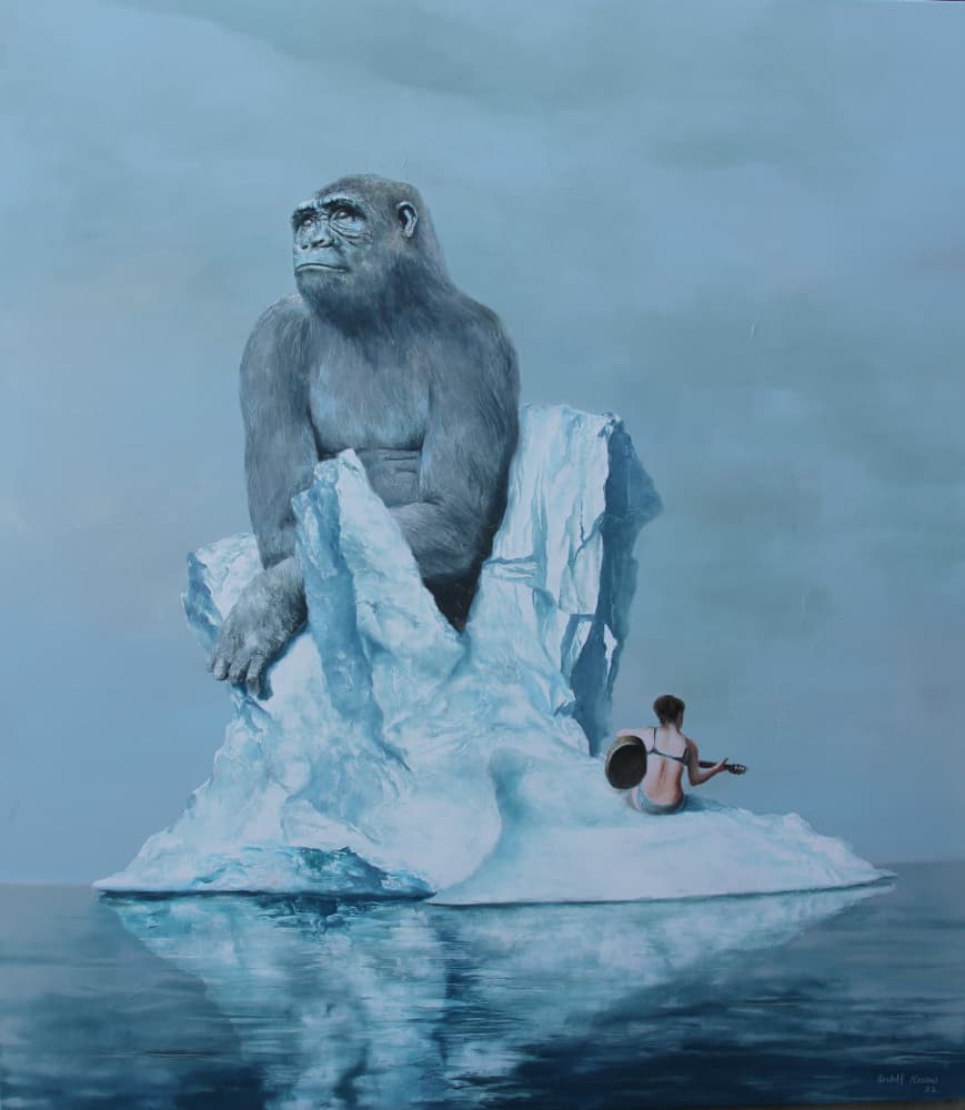 Gorilla on Iceberg Serenade by Rudolf Kosow — canvas wall art