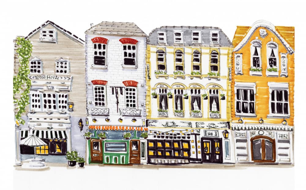 Charming City Buildings by Breanna Megan Studio — canvas wall art