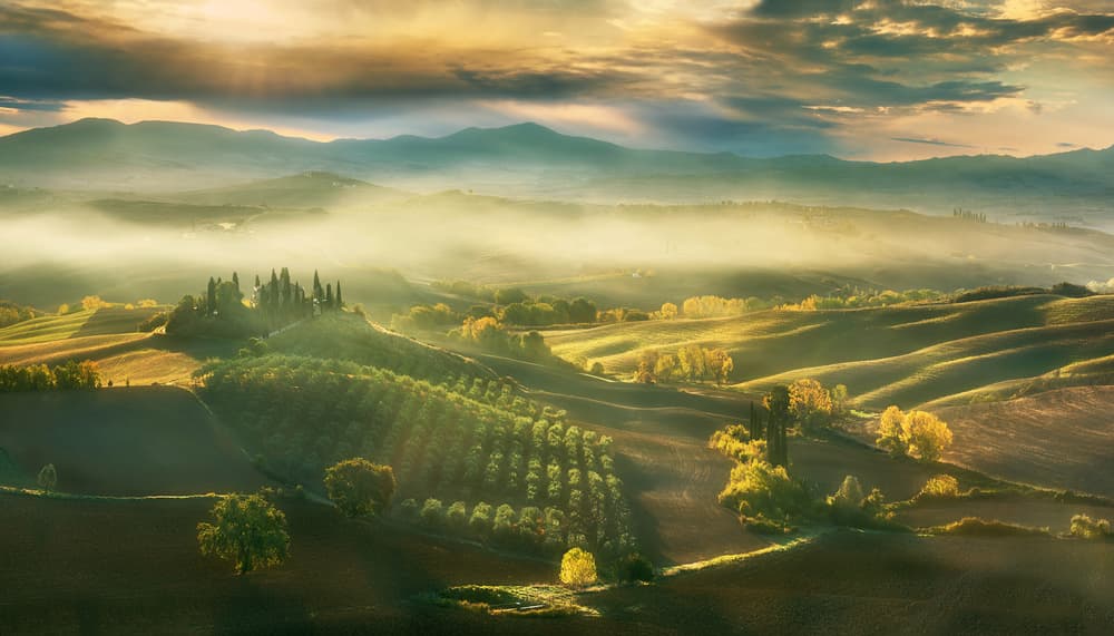 Tuscan Morning Mist by Krzysztof Browko — canvas wall art