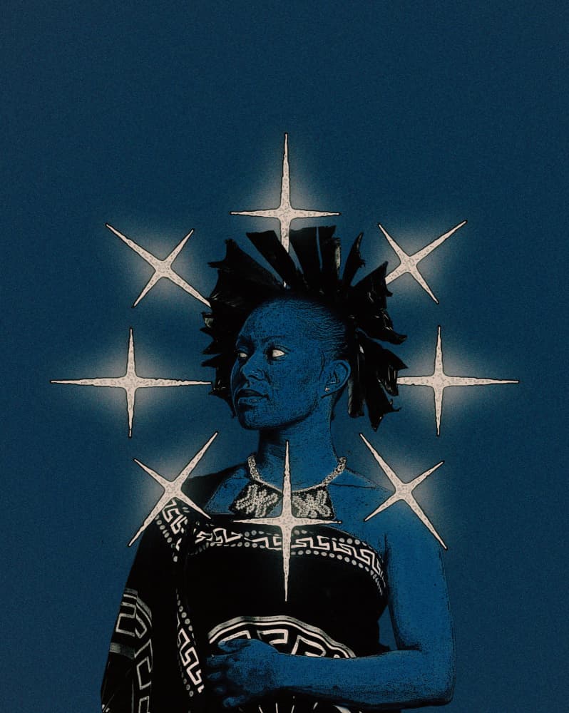 Starlit Blue Goddess by Mathabela Madiela — canvas wall art