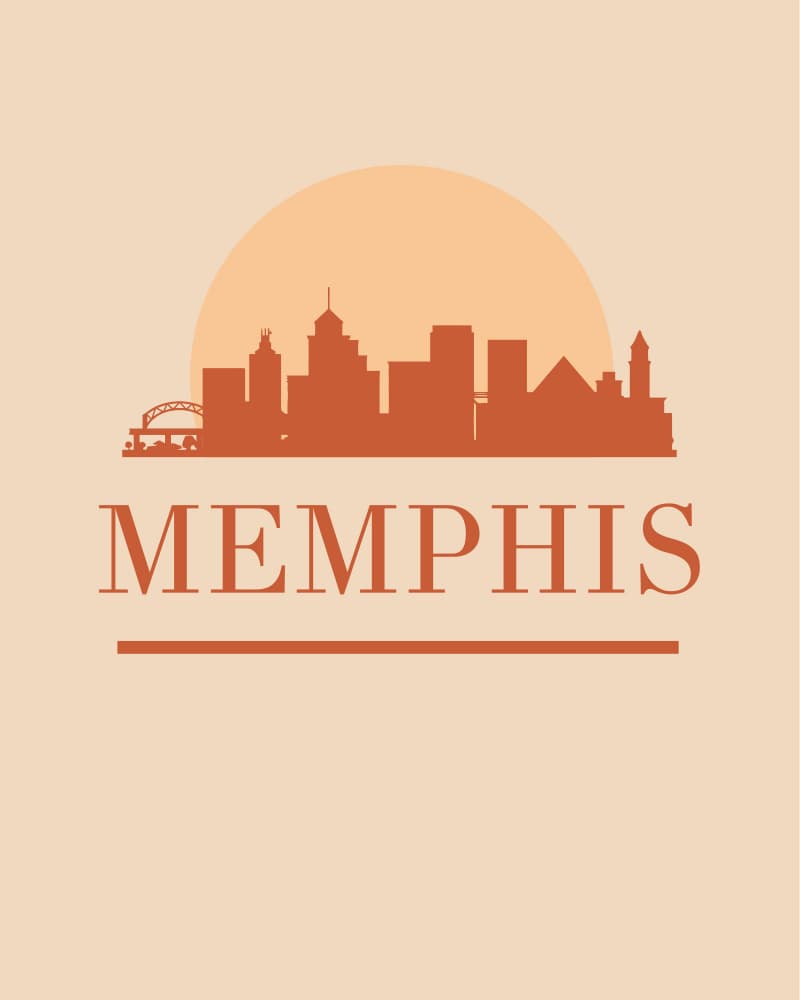 Memphis Skyline Glow by Emiliano Deificus — canvas wall art