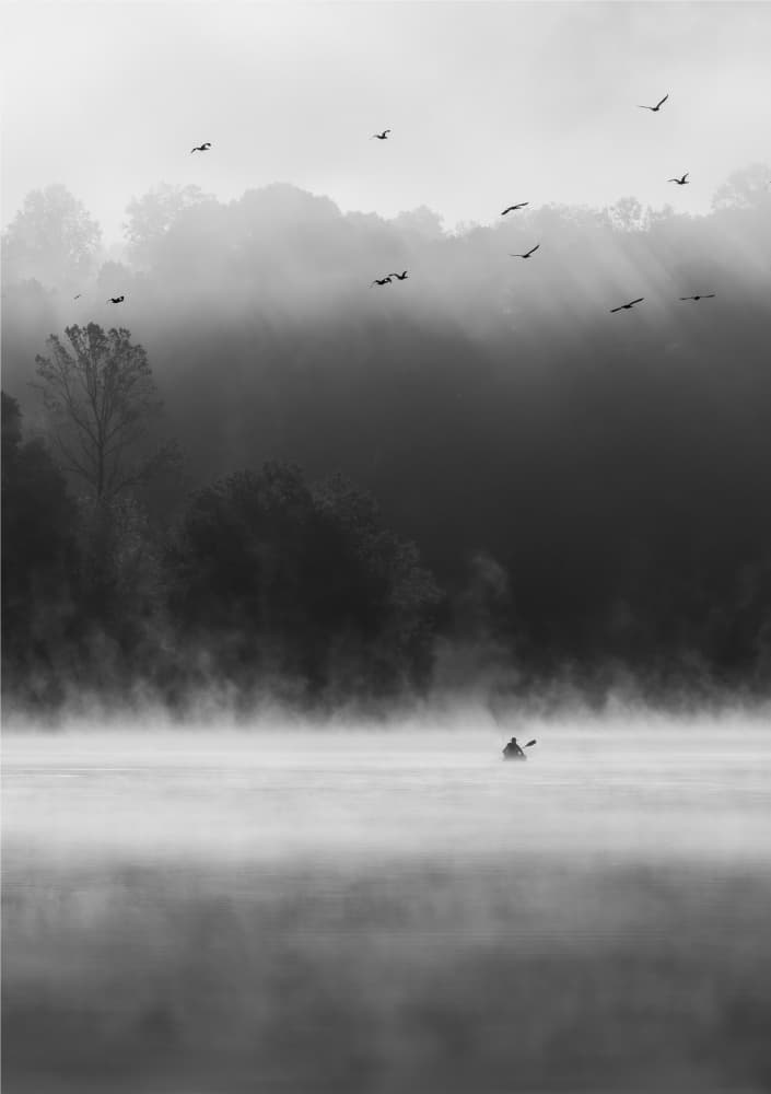 Kayaker in Morning Mist by Vicki Lai — canvas wall art