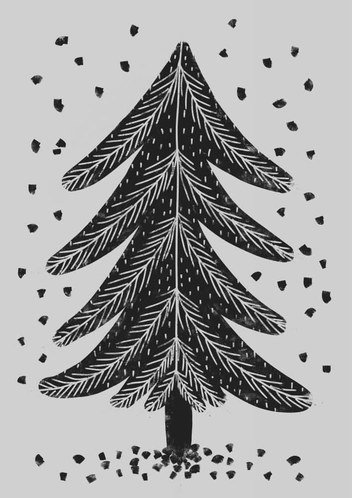 Monochrome Pinefall by Treechild — canvas wall art