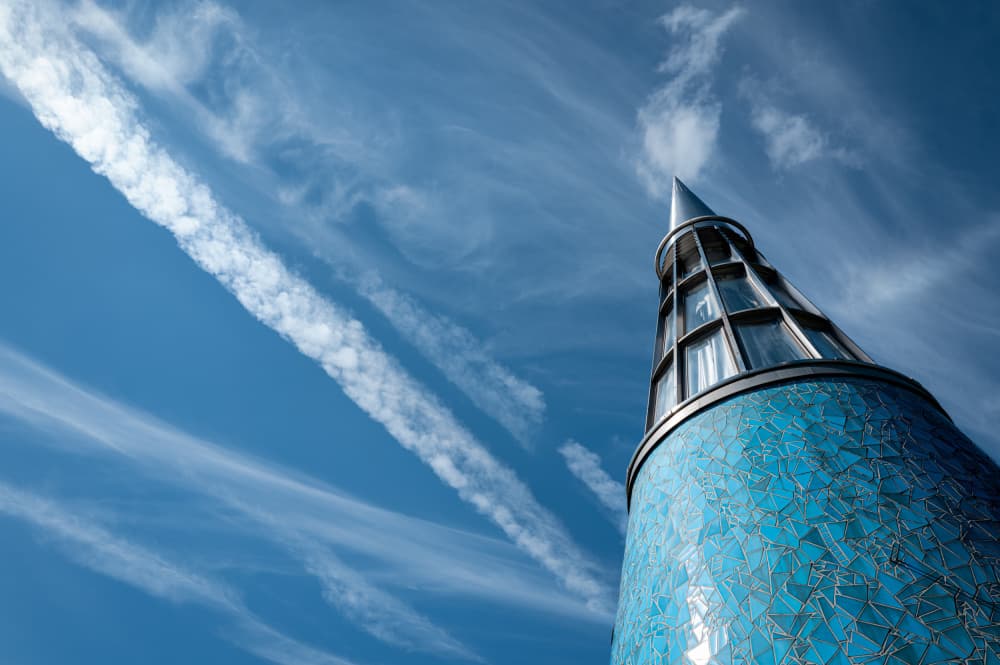 Blue Mosaic Spire by Kilian CabGuy — canvas wall art