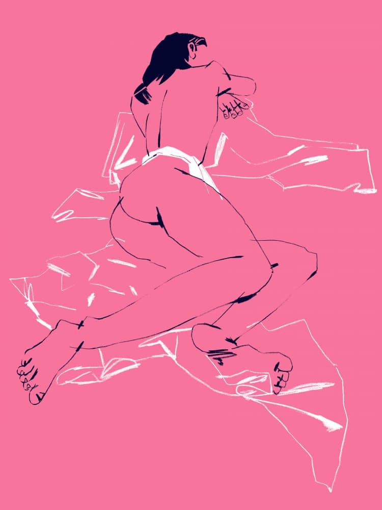 A Girl Sleeping Back View Pink by Francesco Gulina — canvas wall art