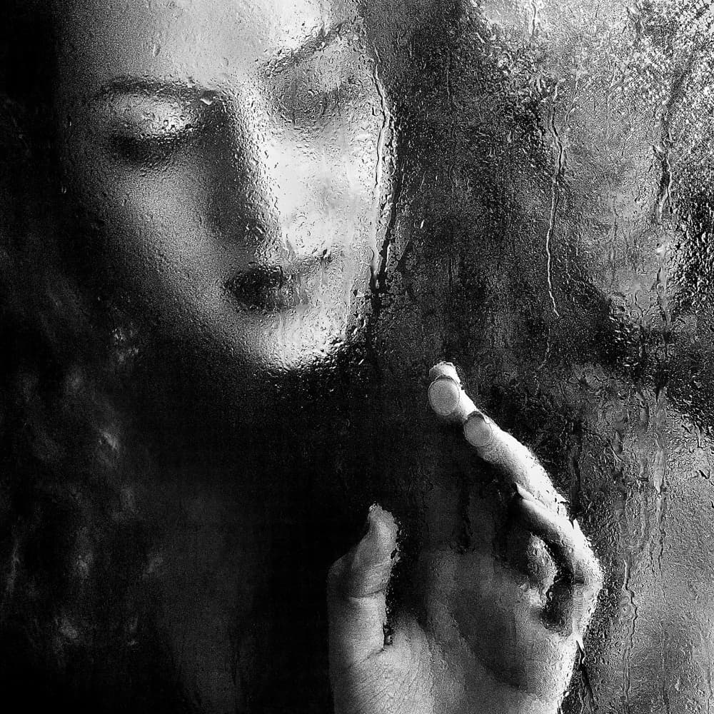 Emotional Wet Glass Portrait by Abbas Arabzadeh — canvas wall art
