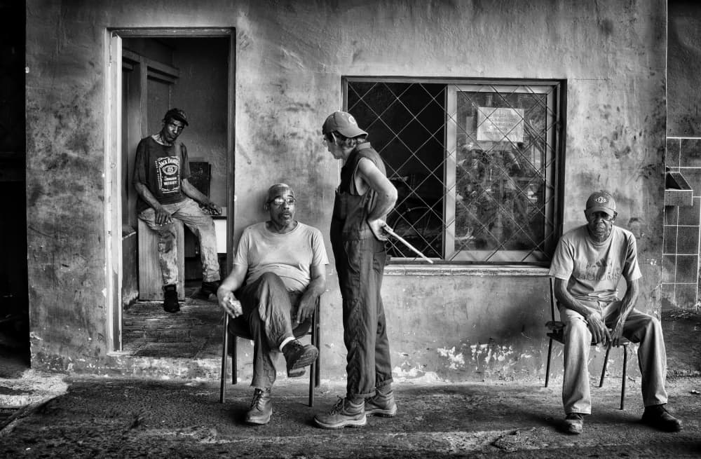 Street Corner Conversation by James Yang — canvas wall art