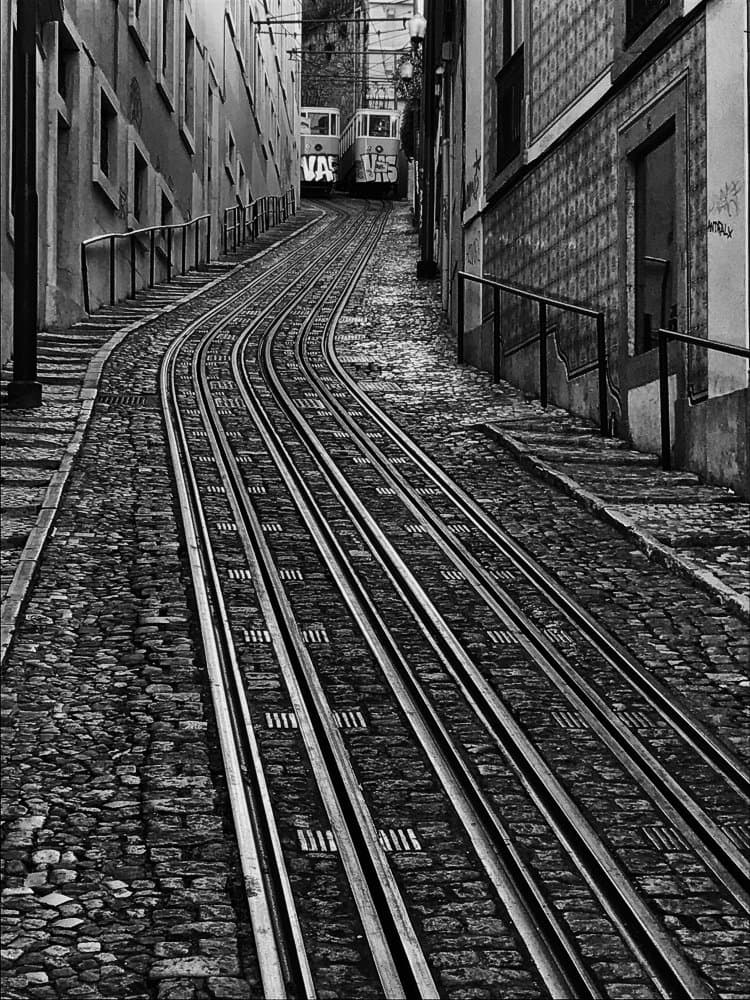 Steep Cobblestone Tramway by Jean-Louis VIRETTI — canvas wall art