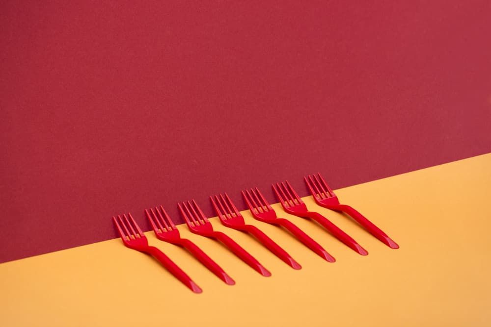 Red Forks Diagonal Line by Brig Barkow — canvas wall art