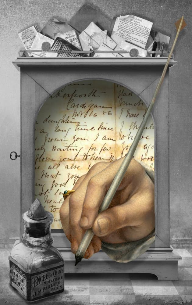 Vintage Letter Writing by Marja van den Hurk — canvas wall art