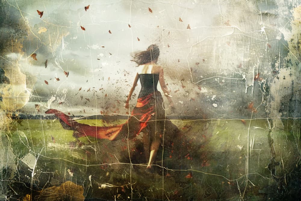 Woman Running Through Storm by Rafal Kulik — canvas wall art