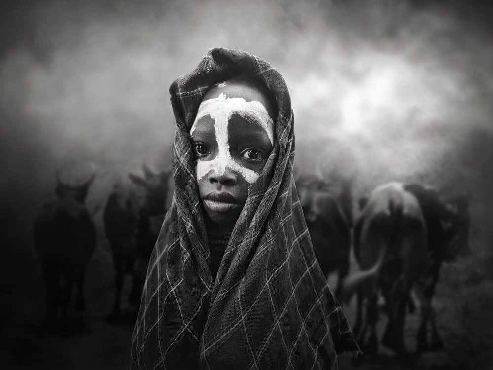 Painted Face Gaze by Svetlin Yosifov — canvas wall art