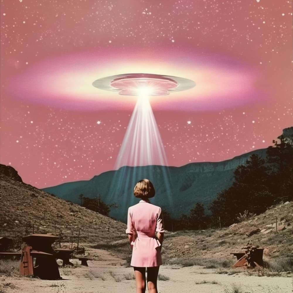 Retro Alien Abduction by Samantha Hearn — canvas wall art