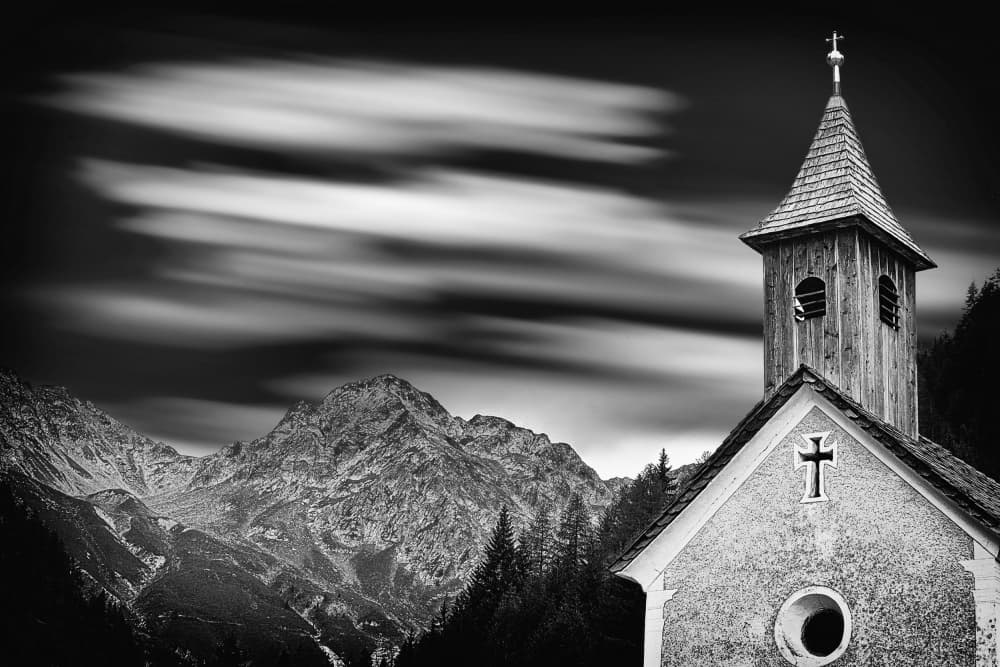 Dramatic Alpine Chapel by Raffaele Corte — canvas wall art