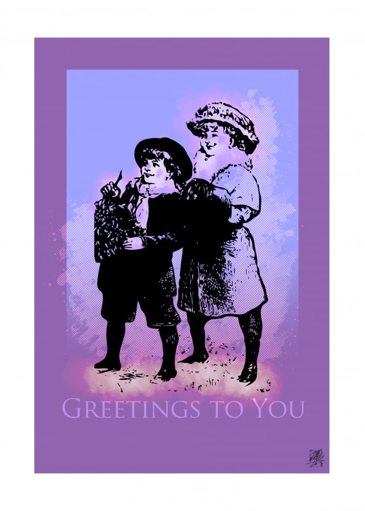 Purple Vintage Children by Osvaldo Russo — canvas wall art