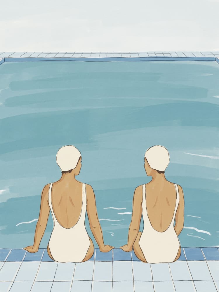 A Conversation By the Pool by Andreas Magnusson — canvas wall art