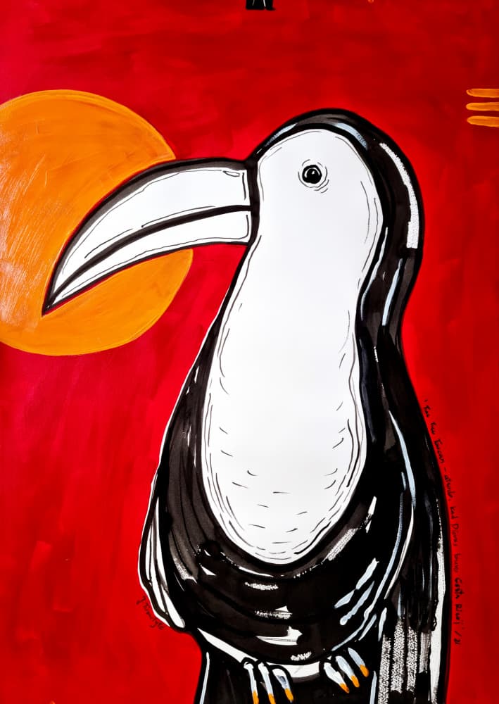 Bold Toucan Sunset by Julija Belickienė — canvas wall art