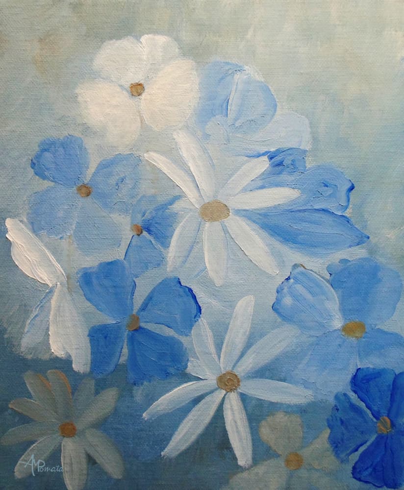 Dreamy Blue Blossoms by Angeles M. Pomata — canvas wall art