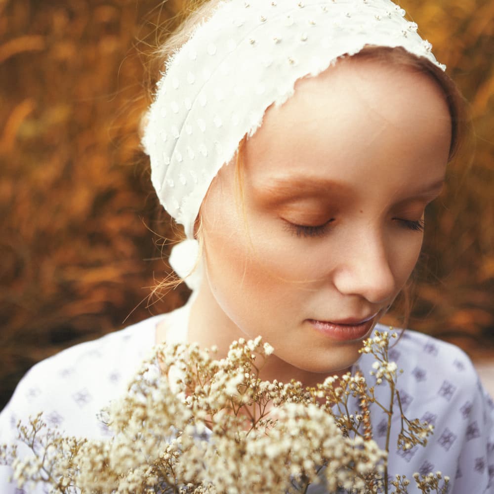 Serene Girl with Flowers by Fren Hendrik — canvas wall art