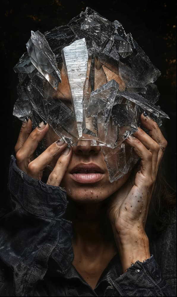 Shattered Glass Face by DDiArte — canvas wall art
