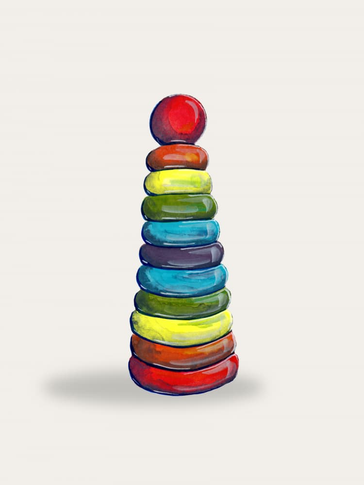 Colorful Stacking Rings by Renee Machan Cottagecore Artist — canvas wall art