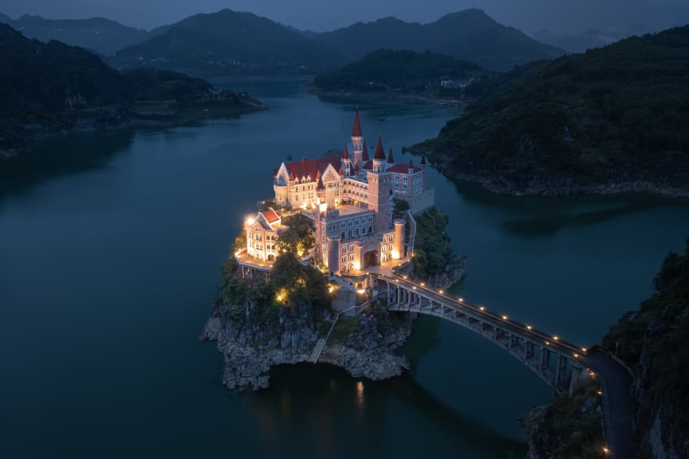 Magical Island Castle by Simoon — canvas wall art