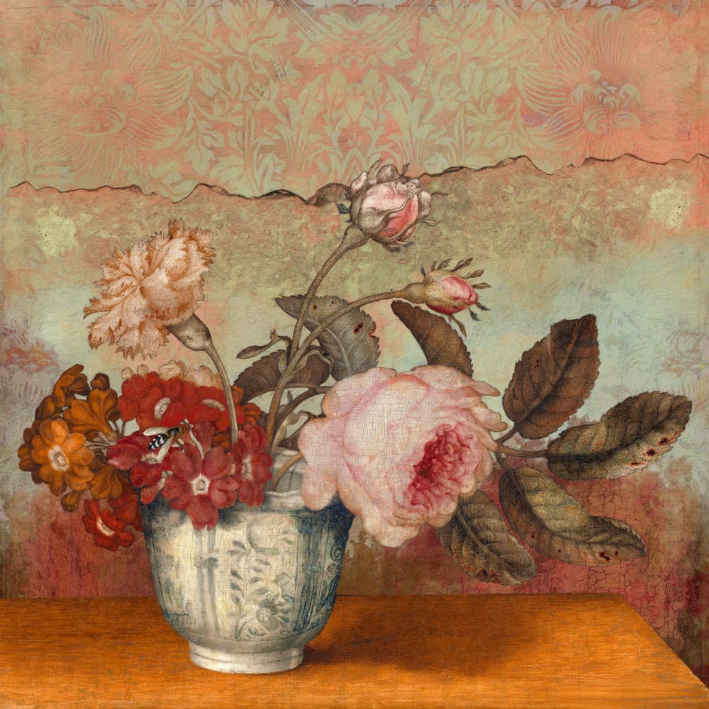 Vintage Floral Still Life by Marja van den Hurk — canvas wall art