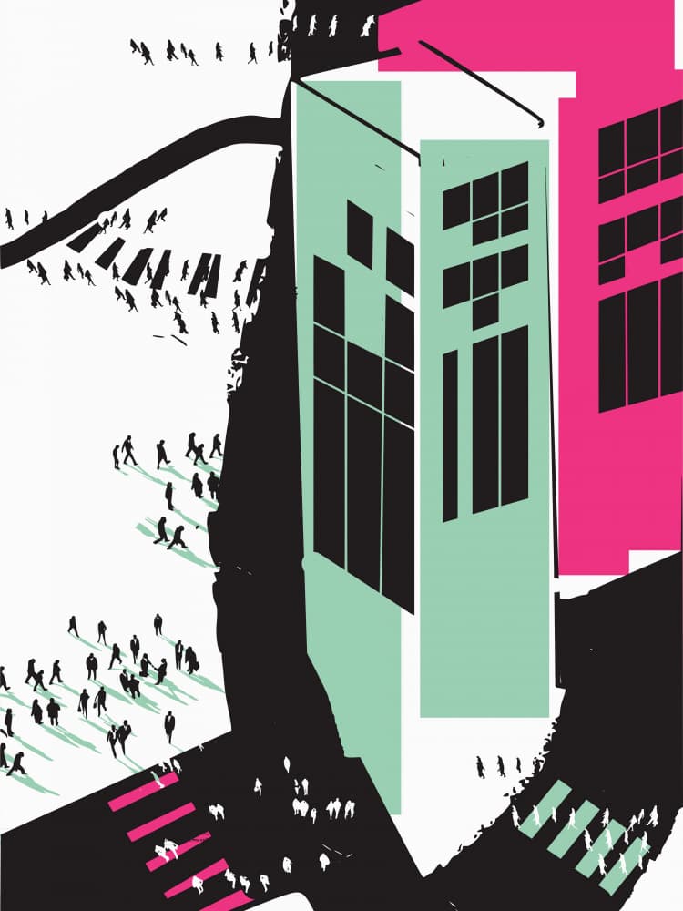 Vibrant Urban Architecture by Little Dean — canvas wall art