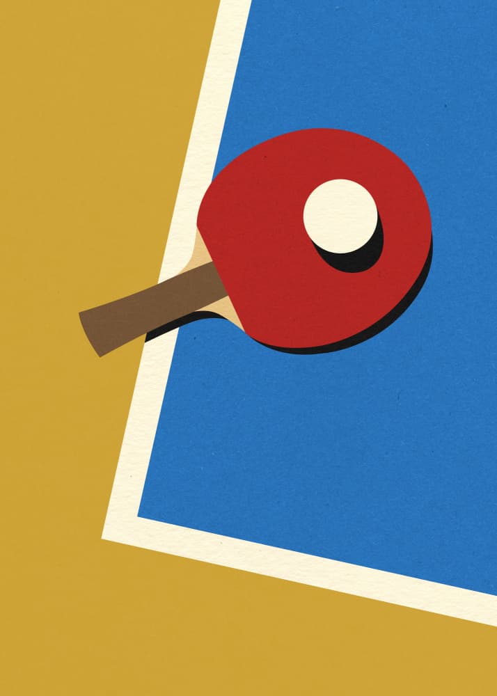Table Tennis Team Red by Rosi Feist — canvas wall art