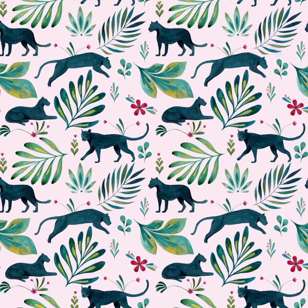 Tropical Panther Pattern by Julie Lesouef — canvas wall art