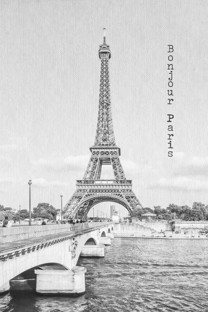 Bonjour Paris Eiffel Tower by Melanie Viola — canvas wall art